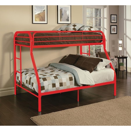 Oceantailer 60 x 78 x 54 in. Metal Tube Twin Full Bunk Bed - Red 286576